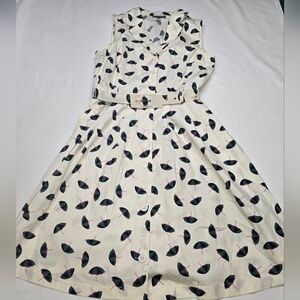 Modcloth Community Brunch Fit & Flare Belted Shirt Dress Beach Umbrella